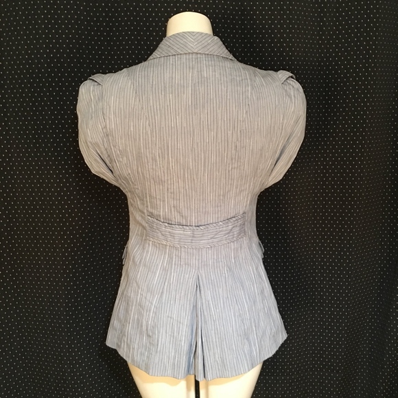 Nanette Lepore Gray Striped Cap Sleeve Blazer - Picture 6 of 8